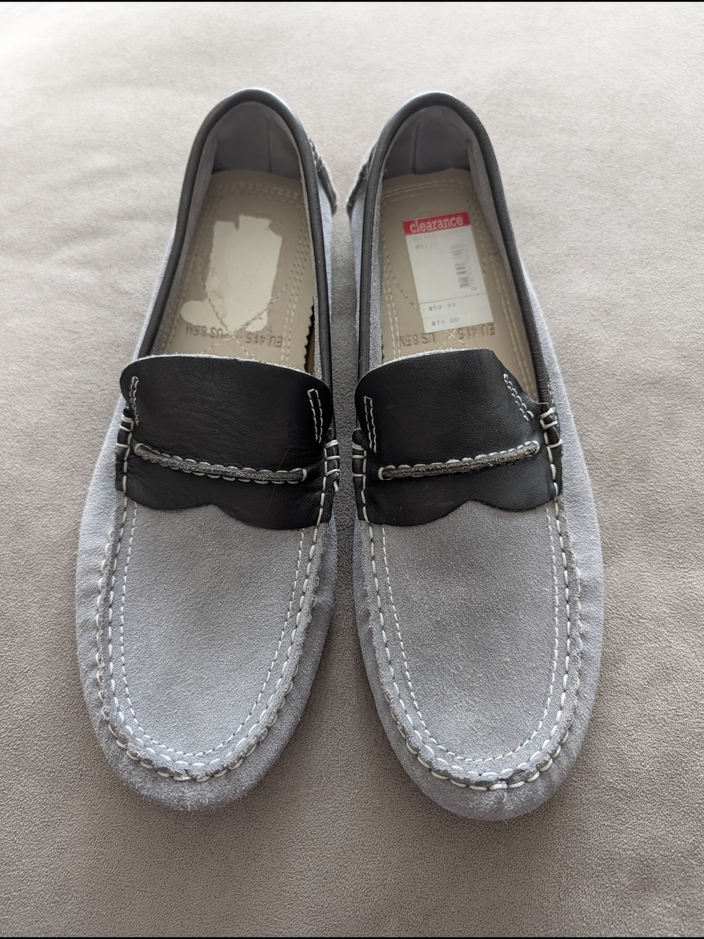 Calvin Klein Jeans Gray Suede & Black Leather Slip-On Loafers